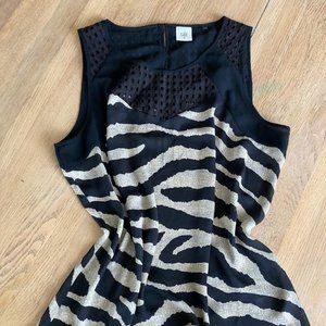 CABI | Black Zebra Animal Print Sleeveless Blouse | XL | NWOT